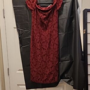 New York & Company Deep Red Lace Dress